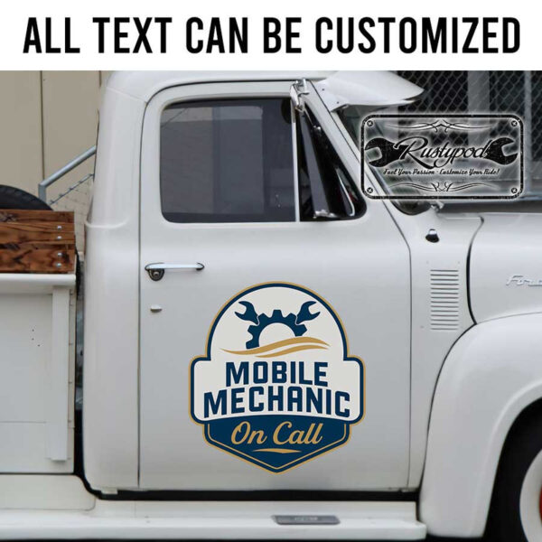 personalized mobile mechanic on call wrench and gear head sticker 13570 - Image 2