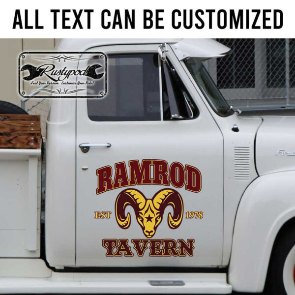 personalized goat tavern garage sign vehicle lettering hot rod lettering sticker 13571