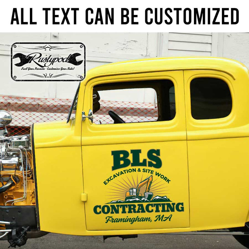 personalized construction company sign excavator sign truck graphix vehicle lettering site work company sign sticker 13573