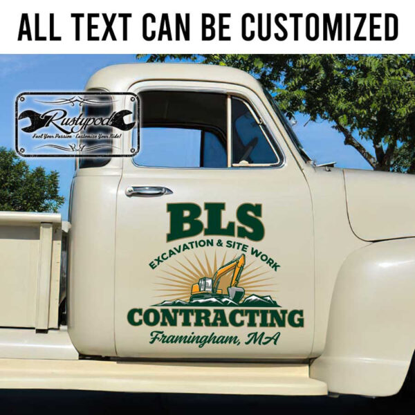 personalized construction company sign excavator sign truck graphix vehicle lettering site work company sign sticker 13573 - Image 2