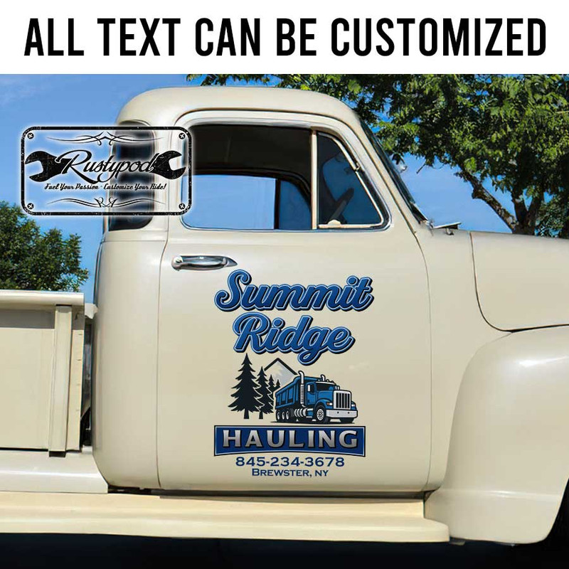 personalized truck graphics hauling company sign vehicle lettering sticker 13574