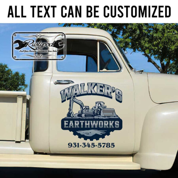 personalized earth work company lettering truck graphics excavator company sign construction company lettering sticker 13577