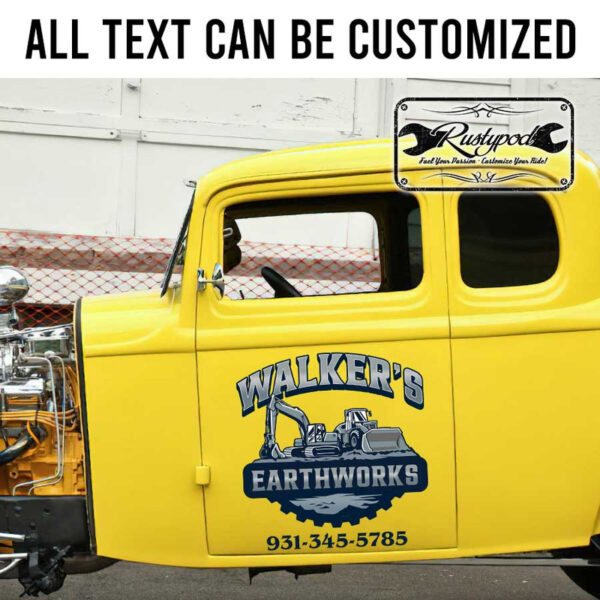 personalized earth work company lettering truck graphics excavator company sign construction company lettering sticker 13577 - Image 2