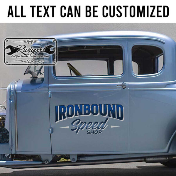 personalized speed shop lettering hot rod door sign kustom kulture sticker 13578 - Image 2