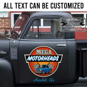 personalized motorhead garage lettering hot rod lettering shop truck door art checkered flag lettering sticker 13592