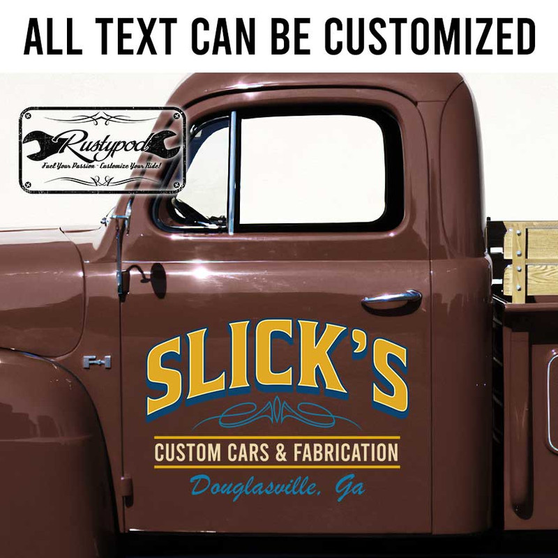 personalized fabrication and custom cars garage sign pinstriping art shop truck door art sticker 13593