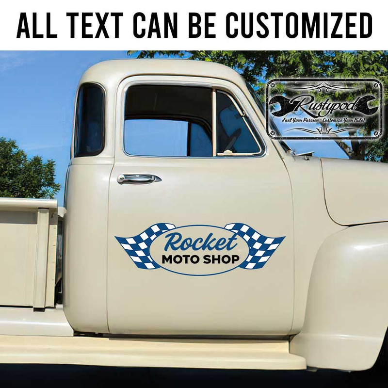 personalized checkered flag lettering company door sign hot rod lettering racing car lettering sticker 13595
