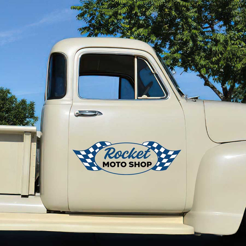 personalized checkered flag lettering company door sign hot rod lettering racing car lettering sticker 13595 - Image 3