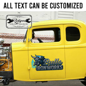 personalized bull logo ironworks company lettering sign welding lettering fabrication garage lettering sticker 13601