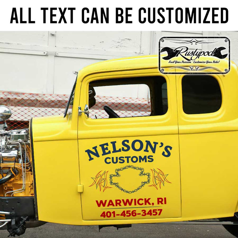 personalized motorcycle garage pinstriping art hot rod lettering sticker 13614