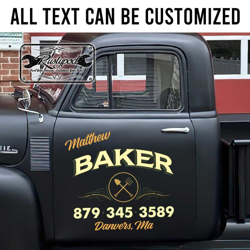 personalized pinstriping art shop truck door sign farm lettering door art sticker 13616