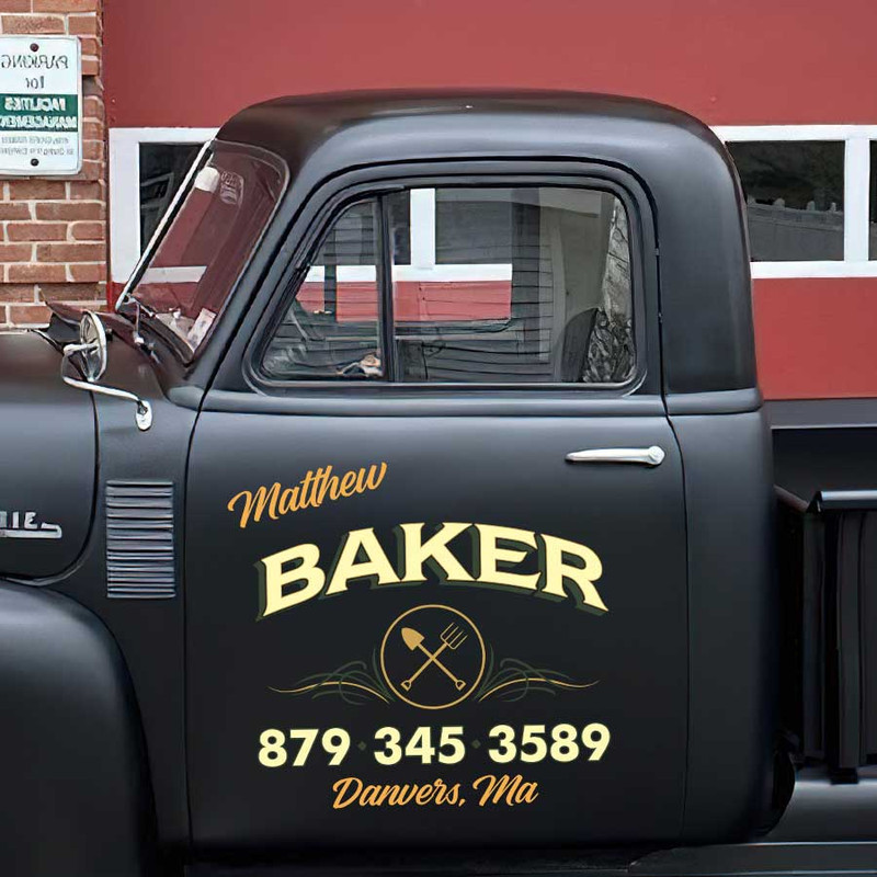 personalized pinstriping art shop truck door sign farm lettering door art sticker 13616 - Image 3