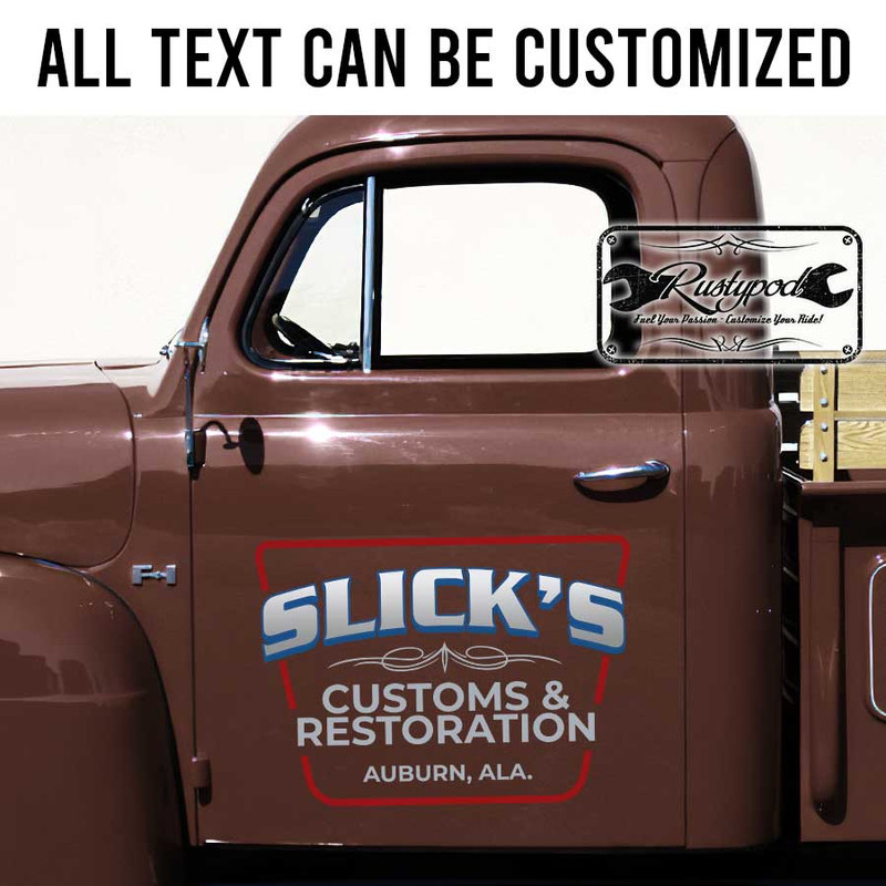 personalized pinstriping art lettering shop truck door art garage sign hot rod lettering sticker 13618 - Image 2
