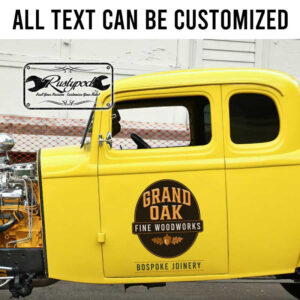 personalized woodworking shop sign bespoke joinery carpenter lettering sticker 13629