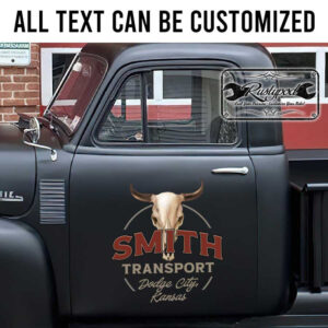 personalized farm sign long horn skull lettering ranch sign farm truck sign sticker 13631