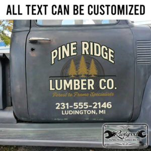 personalized lumber company sign timber woodworking carpentrer lettering sticker 13635