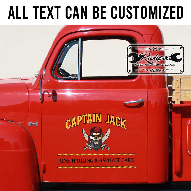 personalized pirate skull lettering hot rod lettering rat rod door sign vintage car lettering sticker 13637 - Image 2