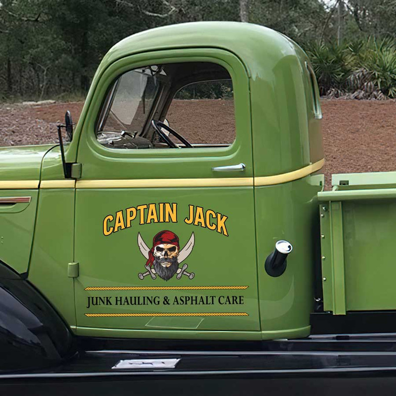 personalized pirate skull lettering hot rod lettering rat rod door sign vintage car lettering sticker 13637 - Image 3