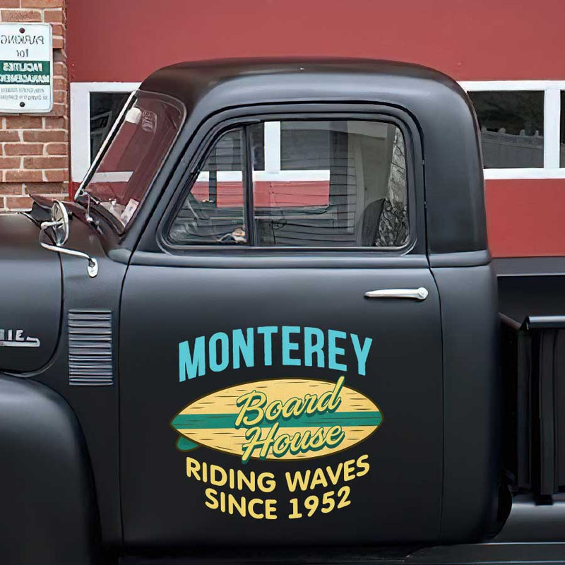 personalized surf shop lettering hot rod lettering kustom kulture board house riding wave sign sticker 13643 - Image 3