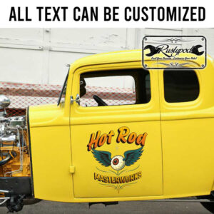 personalized hot rod lettering pinstriping flying eyeball kustom kulture shop truck door art sticker 13679