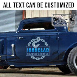 personalized roadside rescue hook and chain lettering towing truck lettering recovery garage sign sticker 13685