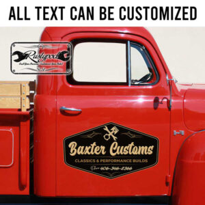 personalized hot rod lettering car lettering sign kustom kulture sign writing pinstriping art piston and wrench logo sticker 13703