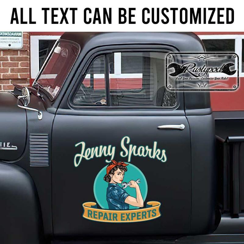 personalized car lettering decal pin up girl lettering vintage lettering decal garage lettering decal shop truck door art sticker 13712 - Image 2