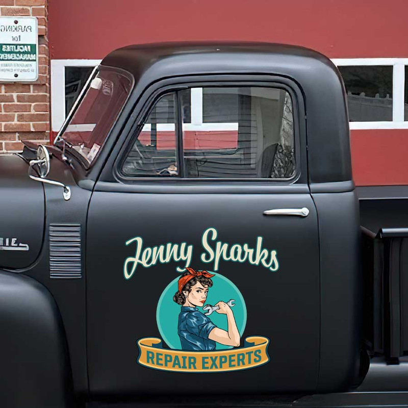 personalized car lettering decal pin up girl lettering vintage lettering decal garage lettering decal shop truck door art sticker 13712 - Image 3