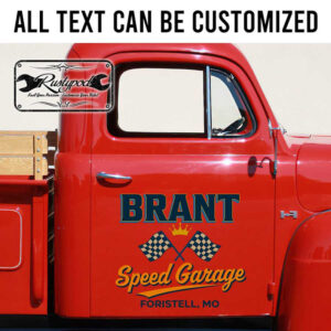 personalized car lettering decal speed shop lettering decal kustom kulture checkered flag lettering sticker 13713
