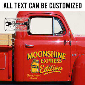 personalized moonshine express edition hot rod sticker decal rat rod door art car lettering sticker 13717