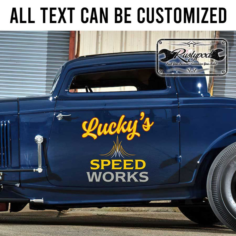personalized pinstriping art lettering decal shop truck lettering decal hot rod lettering decal kustom kulture sign writing sticker 13720