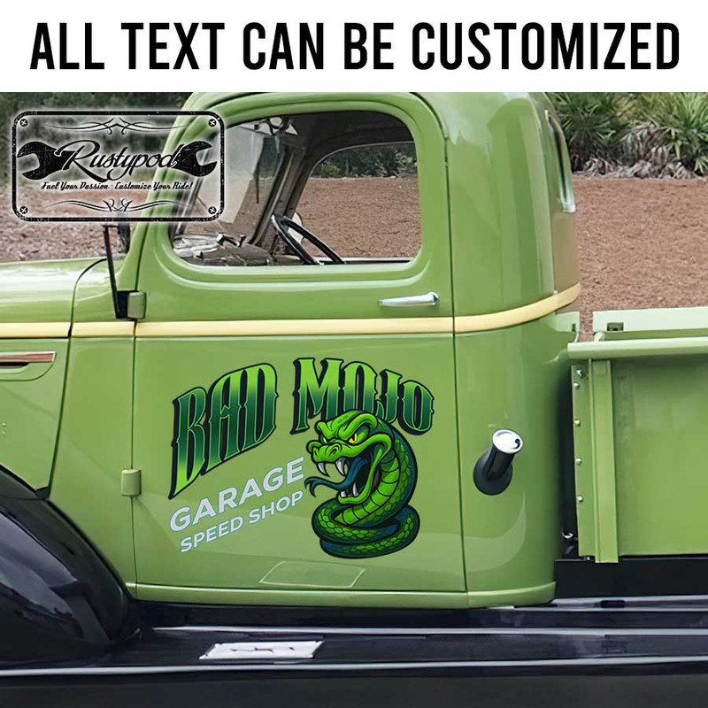 personalized hot rod lettering decal snake logo shop truck lettering sticker speed shop sign sticker 13724 - Image 2