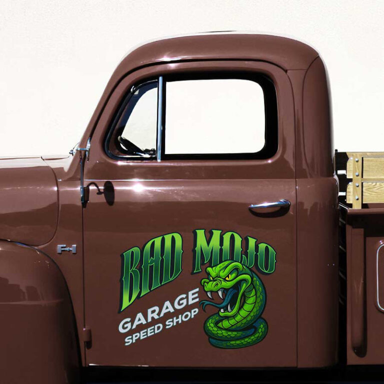personalized hot rod lettering decal snake logo shop truck lettering ...