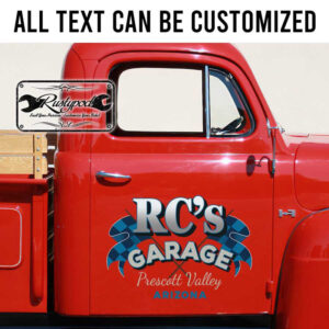 personalized checkered flag lettering decal hot rod garage lettering decal vehicle lettering shop truck door art sticker 13727