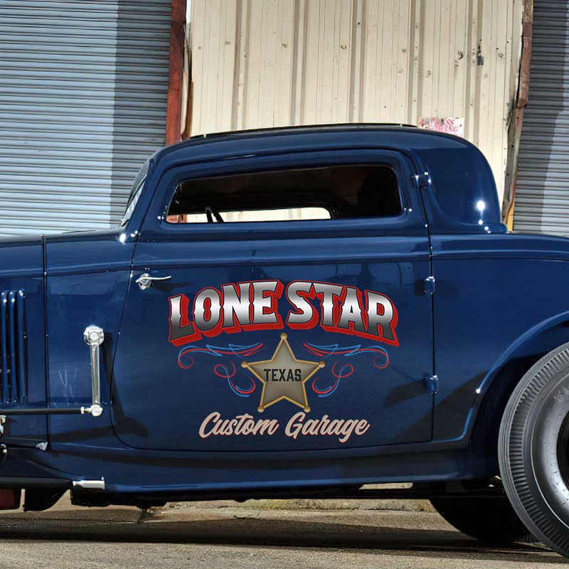personalized lone star custom garage lettering sign pinstriping art hot rod sticker 13728 - Image 3