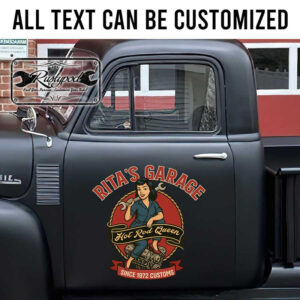 personalized hot rod garage lettering decal pinup girl hot rod lettering decal vintage garage sign sticker 13729