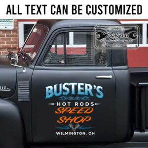 personalized hot rod speed shop sign lettering decal vehicle lettering rat rod door art sticker 13730