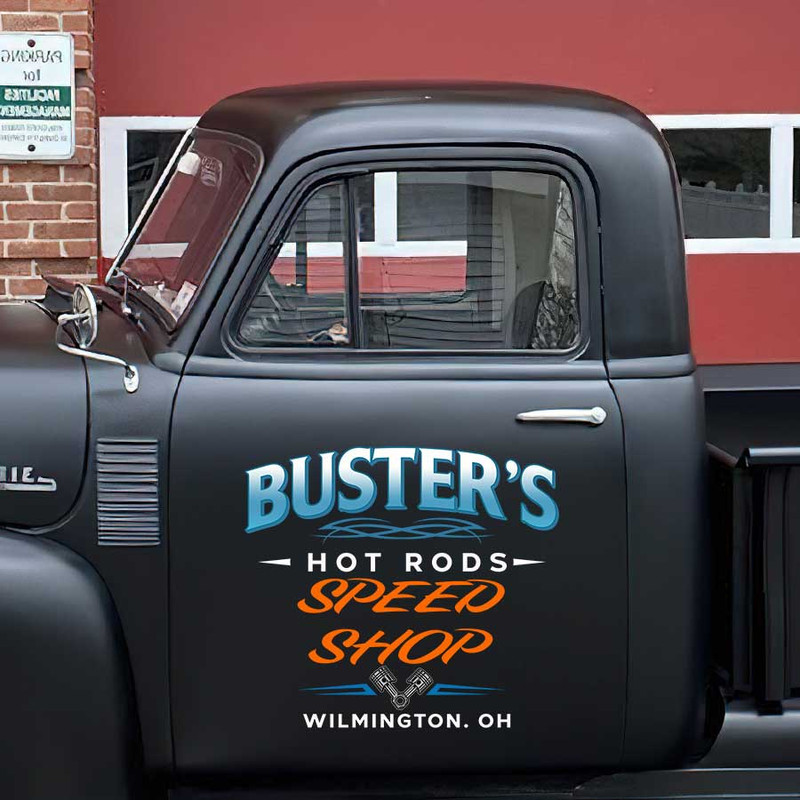 personalized hot rod speed shop sign lettering decal vehicle lettering rat rod door art sticker 13730 - Image 3