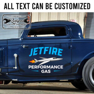 personalized jetfire performance gas lettering decal hot rod door sign shop truck door art sticker 13731