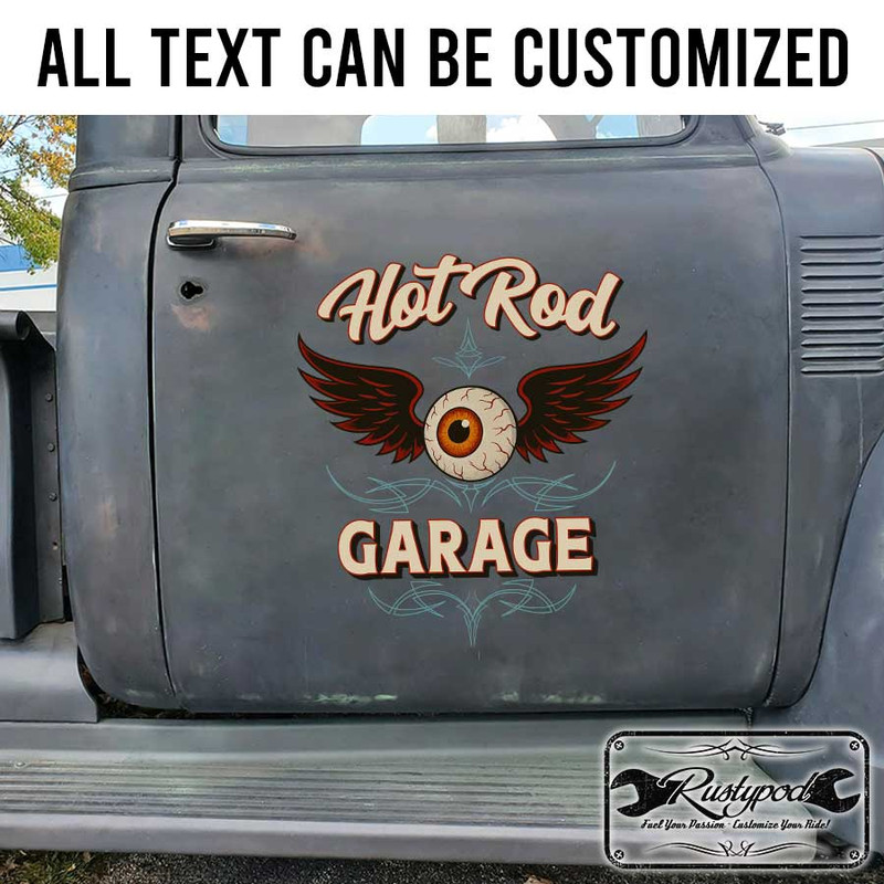 personalized pinstriping art decal flying eyeball lettering decal hot rod decal kustom kulture sticker 13736 - Image 2