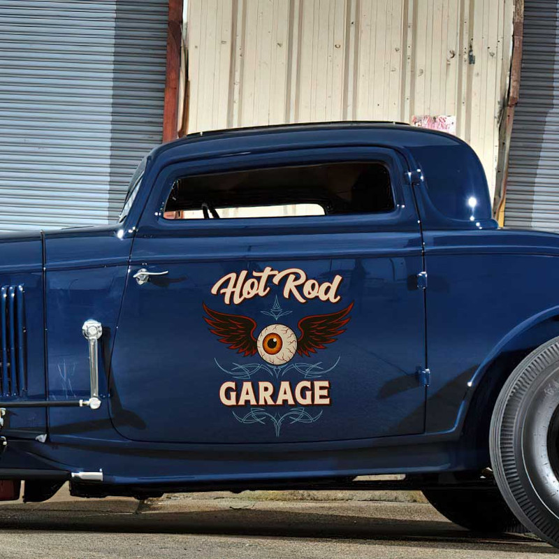 personalized pinstriping art decal flying eyeball lettering decal hot rod decal kustom kulture sticker 13736 - Image 3