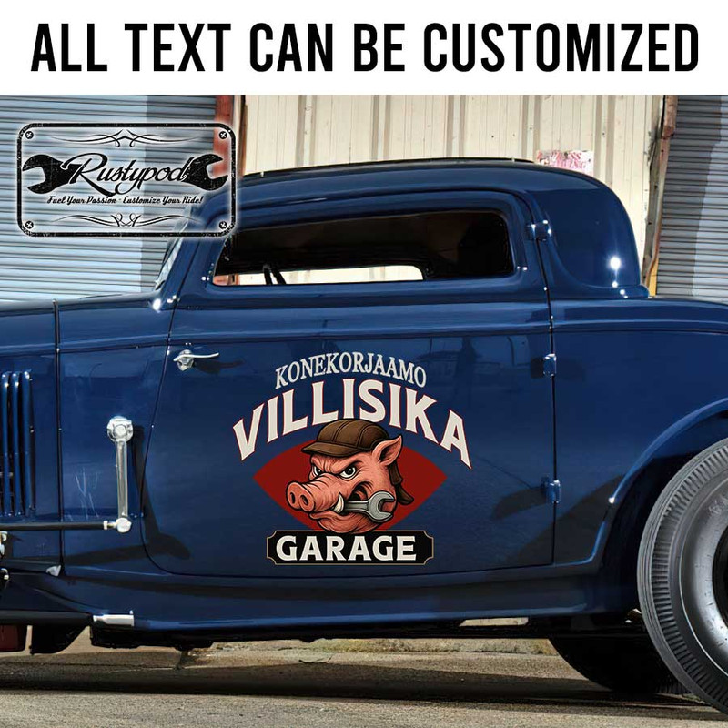 personalized wild hog lettering decal shop truck door art sticker car sticker garage sign hot rod sticker 13737 - Image 2