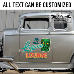 personalized tiki bar lettering sticker hot rod decal car lettering decal sticker 13742