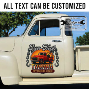personalized towing truck lettering decal iron hook lettering decal towign service lettering sticker 13754
