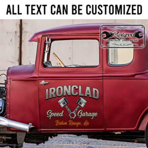 personalized speed shop decal v8 piston logo decal hot rod garage sign decal kustom kulture sticker 13757