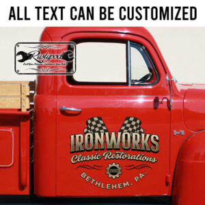 personalized iron work lettering decal checkered flag lettering decal gear head logo sticker 13758