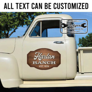 personalized farm sign lettering decal ranch sign wooden background sticker 13764