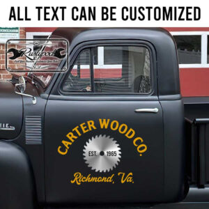 personalized woodworking lettering decal carpenter sign decal saw logo sticker 13765