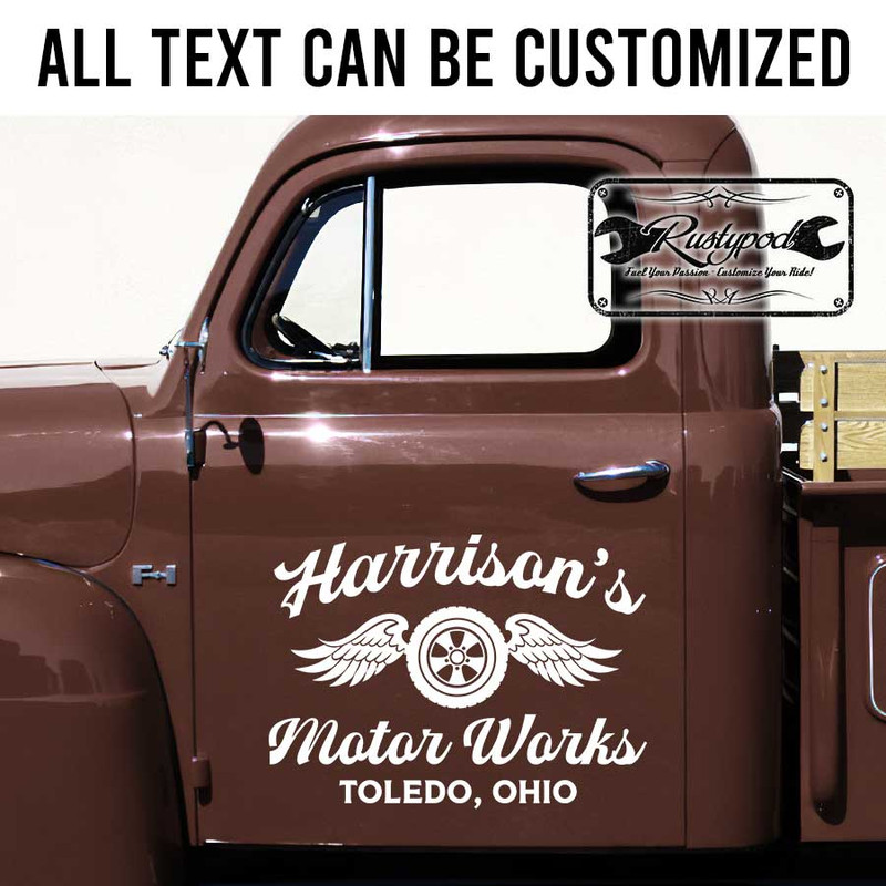 personalized motorwork garage sign decal shop truck lettering decal hot rod garage lettering sticker 13766 - Image 2