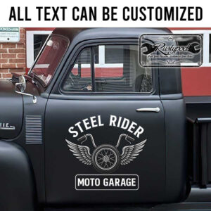 personalized motogarage lettering decal motorwork lettering decal motorcycle shop sign decal hot rod lettering sticker 13770